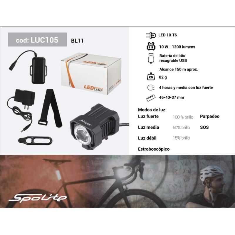 Luz delantera 1200LM con bateria externa